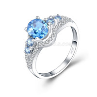 S925 sterling silver mix white blue CZ ring for women