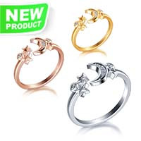 925 sterling silver zircon moon stars rings for women