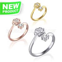 925 sterling silver zircon adjustable crown women rings