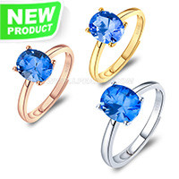 925 sterling silver blue CZ adjustable ring for women Size 10-12