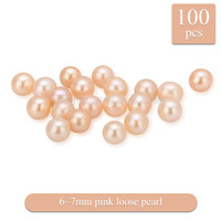New 6-7mm Pink round Akoya loose pearl 100pcs