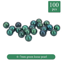 Fascinating 6-7mm Green round Akoya loose pearl 100pcs