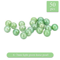 Fashion 6-7mm Light green round Akoya loose pearl 50pcs