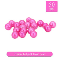 Shinning 6-7mm Hot pink round Akoya loose pearl 50pcs