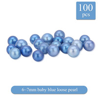 New 6-7mm Baby Blue round Akoya loose pearl 100pcs