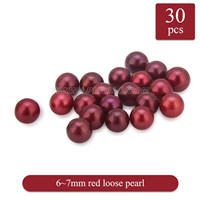 Popular 6-7mm Red saltwater round Akoya loose pearl 30pcs