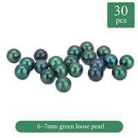Attractive 6-7mm Green saltwater round Akoya loose pearl 30pcs
