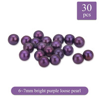 Attractive 6-7mm Bright purple saltwater round Akoya loose pearl
