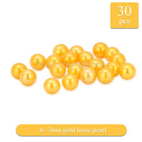 Beautiful 6-7mm Gold saltwater round Akoya loose pearl 30pcs