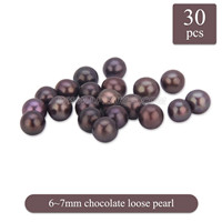 Shinning 6-7mm Chocolate saltwater round Akoya loose pearl 30pcs