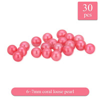 Shinning 6-7mm Coral saltwater round Akoya loose pearl 30pcs