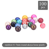 wholesale 6-7mm rainbow saltwater round Akoya loose pearl 100pcs