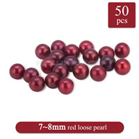 Hot sale 7-8mm Red saltwater round Akoya loose pearl 50pcs