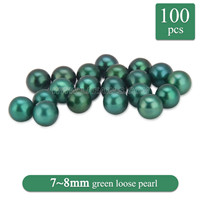 Popular 7-8mm Green saltwater round Akoya loose pearl 100pcs