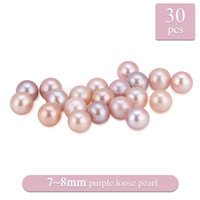 wholesale 7-8mm purple round Akoya loose pearls 30pcs