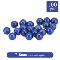 wholesale 7-8mm blue round Akoya loose pearls 100pcs