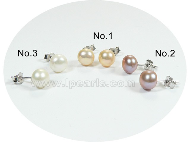 8.5mm freshwater pearl 925silver studs earring