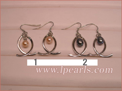 6*8mm tear-drop Freshwater pearl sterling dangling earring,diffe