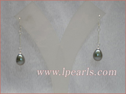 8-9mm peacock tear-drop freshwater jewelry pearls sterling dangl