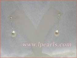 8-9mm white tear-drop freshwater jewelry pearls sterling danglin