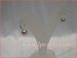 9-9.5mm purple freshwater jewelry pearls sterling earring