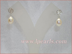 8-9mm white freshwater jewelry pearls sterling earring