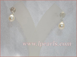 8-9mm white freshwater jewelry pearls sterling earring