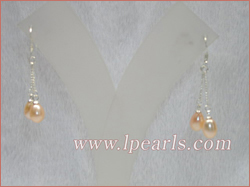6*8mm pink tear-drop freshwater jewelry pearls sterling dangling