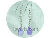 6-7mm white FW jewelry pearls sterling dangling earring