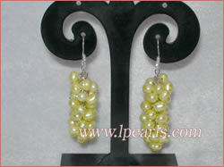 apple green FW pearl sterling dangling earring