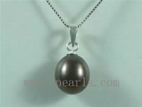 black pearl pendant with sterling silver mounting
