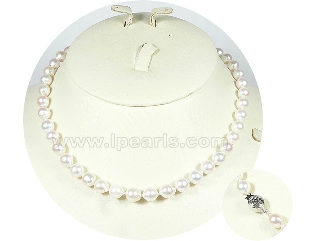 16.5" 6.5-7mm Sterling silver akoya jewelry pearl necklace