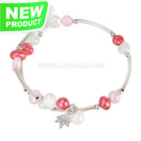 Beautiful silver plated adjustable rainbow pearls bracelet for f