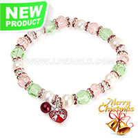 white pearls green and pink crystal adjustable bracelet for wome