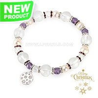 Fashion  white and purple pearl crystal women bracelet 54mm
