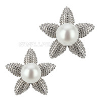 Nice design silver plated Star shape bread pearl earring