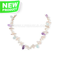 6-7mm white pearls crystal necklace for women 18"