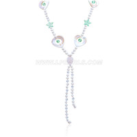freshwater top drilled jewelry pearl necklace with shell&crystal