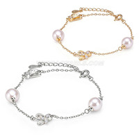 S925 sterling silver Akoya pearls CZ wheatear bracelet
