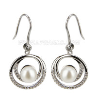 925 sterling silver Twin rounds bread pearl earring