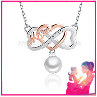 925 sterling silver pearl hearts pendant necklace for mom