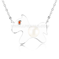 925 sterling silver little dog pearl women pendant necklace