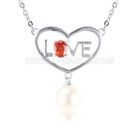925 sterling silver LOVE heart pearl necklace for women