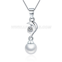 925 sterling silver dolphin pearl pendant for women