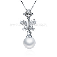 925 sterling silver zircon butterfly pearl pendant for women