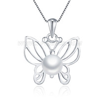 925 sterling silver butterfly pearl pendant for women