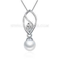 925 sterling silver women oval zircon pearl pendant