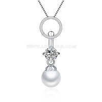 925 sterling silver CZ circle pearl pendant for women
