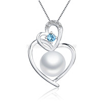 Heart shape elegant 925 sterling silver pearls pendant