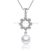 925 sterling silver CZ pearl pendant necklace for women